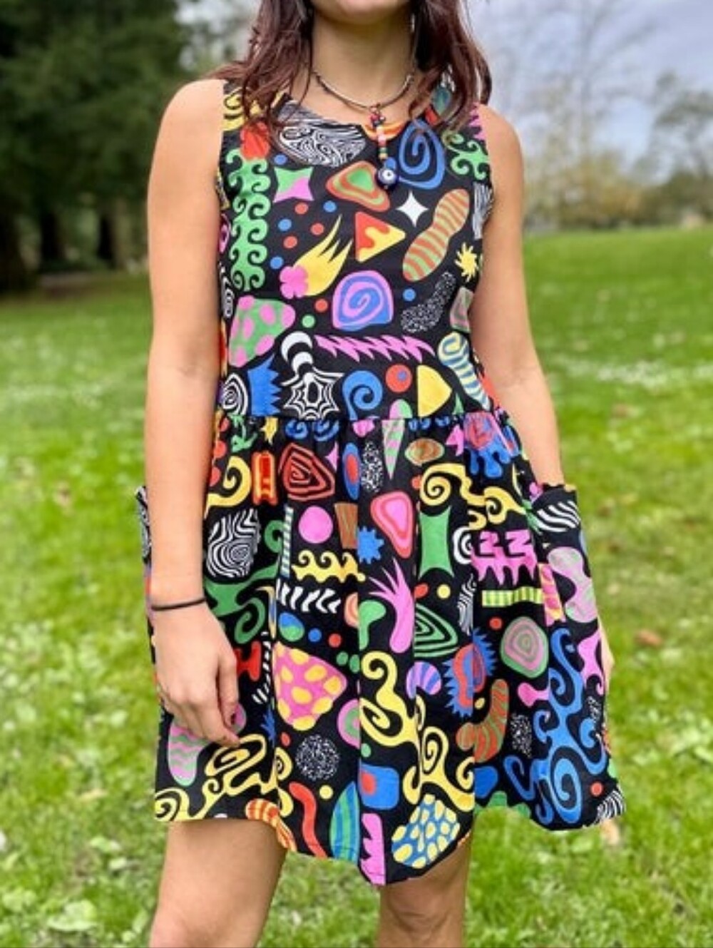Nooworks Party Mix Big Pocket Mini Swing Dress Size 4X Lightweight Cotton